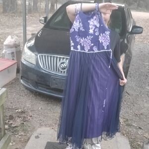 Speechless Purple Floral Kids Formal Dress